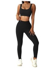 Workout Sets for Women Two Piece Sets for Women Summer Large Black-long