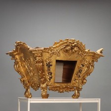 Teca Antica Tiglio Intagliato Dorato Scolpito Italia XVIII Secolo Originale