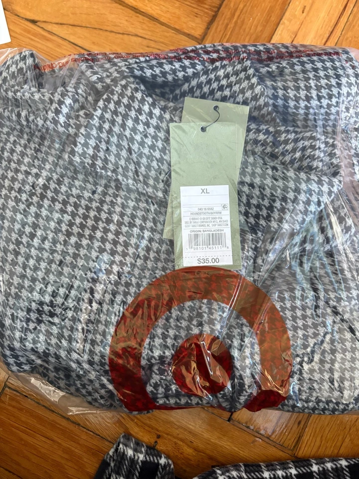 NWT Goodfellow Flannel Shacket Mens XL Black White Houndstooth Acedemia Ranch - Image 2 of 2