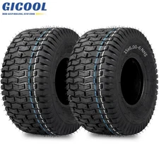GICOOL 2Pk 15x6.00-6 Lawn mower Tire, 15x6-6 Turf-V Pattern Tubeless Tire, 4 Ply