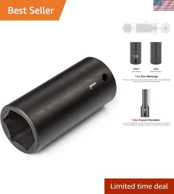 Durable 1 Inch Deep 6-Point Impact Socket - Compatible with Friction Ring Anvils