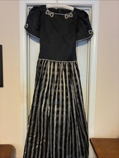 Black and Ivory Striped Prom Dress with Embellished Bows