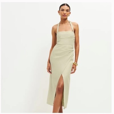 Reformation Solana Linen Dress in Dried Herbs Size 6 Halter Side Slit Summer | eBay Reformation Solana Linen Dress in Dried Herbs Size 6 Halter Side Slit Summer | eBay