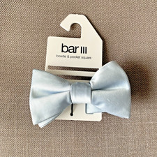 Bar III Men s Pre-Tied Light Blue Solid Satin Bow Tie NWI