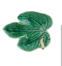 Bordallo Pinheiro Leaves Fig Leaf w/caterpillar
