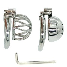 Screw Lock Stainless Steel Male Chastity Device Cage with Arc Ring for Men Lock