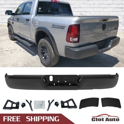 Black Rear Step Bumper Assembly w/Split End Pieces For 2009-2018 Dodge RAM 1500