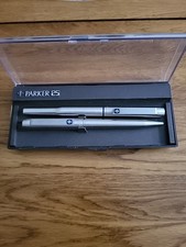 Vintage Parker 25 Blue Trim Rollerball and Ballpoint Pen Set Matching Date Codes