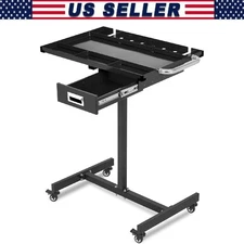 Adjustable Rolling Work Table ,220lbs Heavy Duty Workbench Tool Cart with Drawer