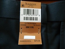 Haggar Men 38x30 "Luxury-Classy" Dress Travel Casual Black Slacks Pants 70 msrp