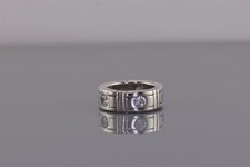 Sterling Silver Cubic Zirconia Accented Sectional Thick Band Ring 925 Sz: 5