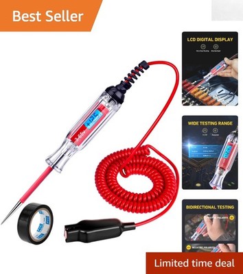 Durable 3-65V Automotive Circuit Tester with LED Display & Safety Features