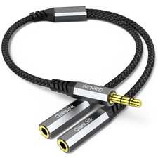 Headphone Splitter, 3.5mm Male to 2 Female Ports, 1ft/0.30m Extension Cable...