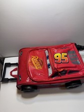 Disney Pixar Cars Lightning McQueen Rolling Luggage Bag Suitcase 3D Wheels Kids