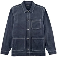 American Giant Unisex Roughneck Chore Jacket Sz Large Dark Navy Contrast Stitch