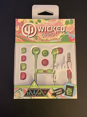 Wicked Audio Jade Earbuds - Kiwi/Bubblegum WI-3052 - Comes with Travel Bag - NEW