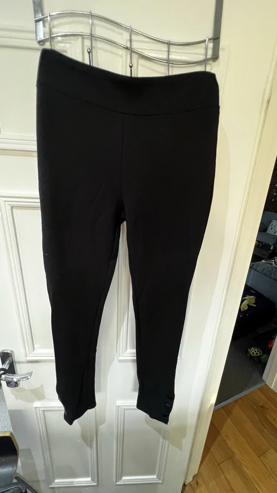 Peacocks Women’s Black Smart Sexy Leggings Size 12 Stretch Ankle Button Detail - Image 3 of 4