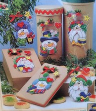 Dimensions Frosty Snowman & Santa Christmas Ornaments Needlepoint Kit 9125 NEW