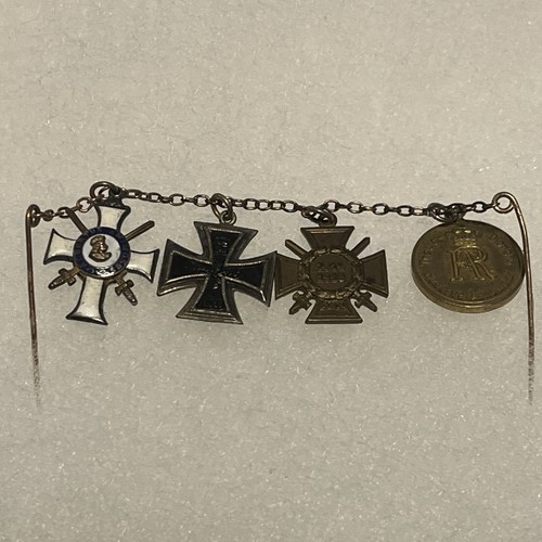 WWI German *RARE* Saxon Mini Chain - Albert Cross, Iron, Hindenburg, Landwehr