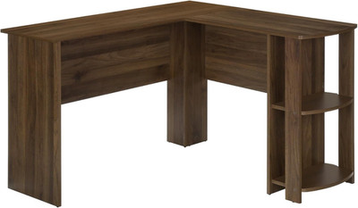 Modern L-Shaped Computer Desk with Storage Shelves - 48'' Brown Finish