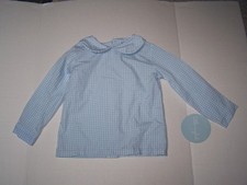 Little English Boutique Boys Peter Pan Shirt Size 4T Long Sleeve Gingham Nwt