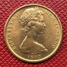 New Zealand 1970 Bronze 1 Cent. Elizabeth II. High Relief. UNC BU RD. KM# 31.1