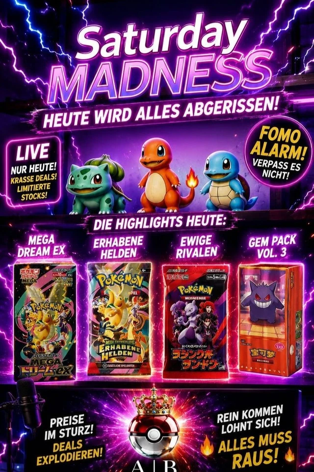 🚨 POKÉMON SATURDAY MADNESS– Erhabene Helden Restock !!!  🚨