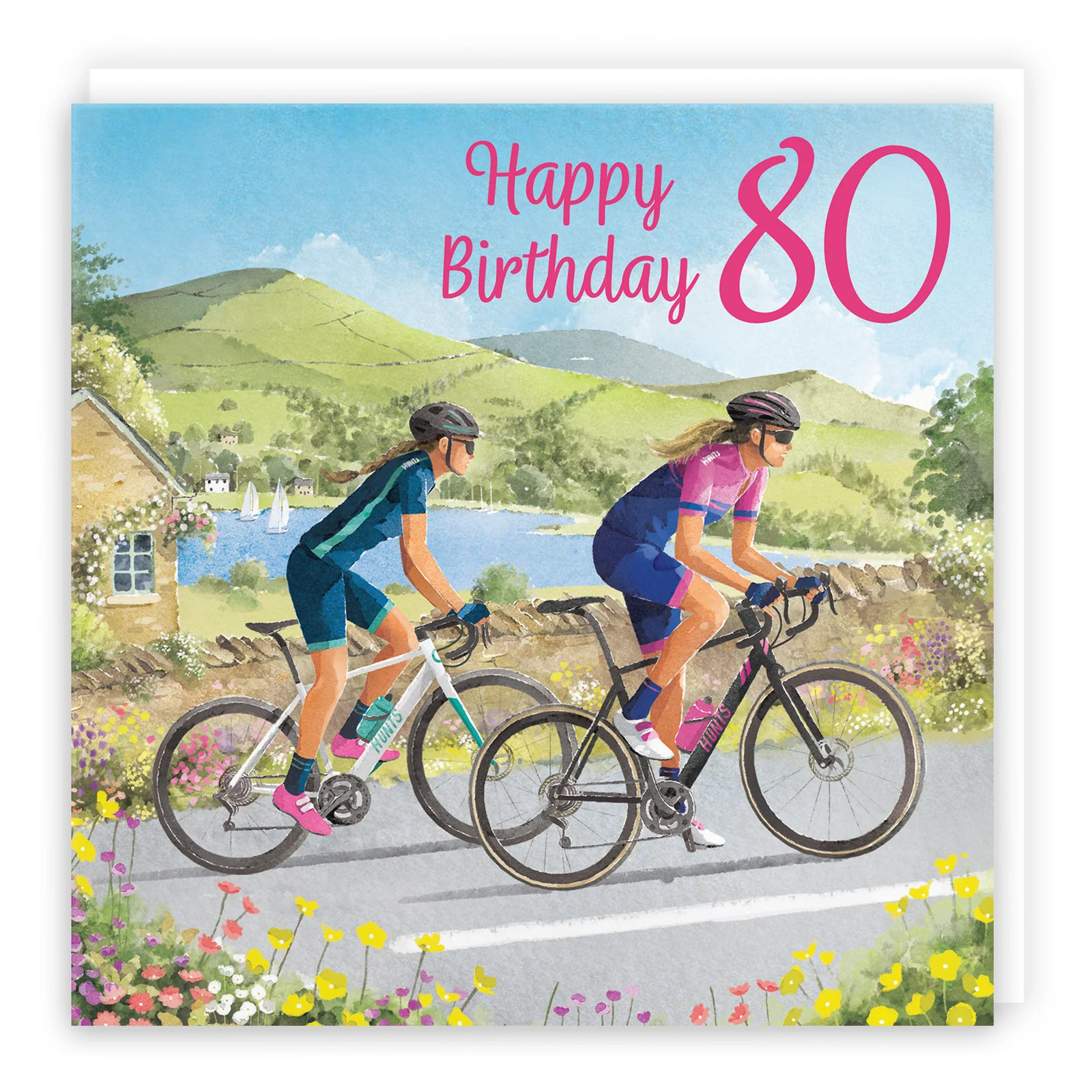 80th Cycling Female Birthday Card Milo's Gallery
