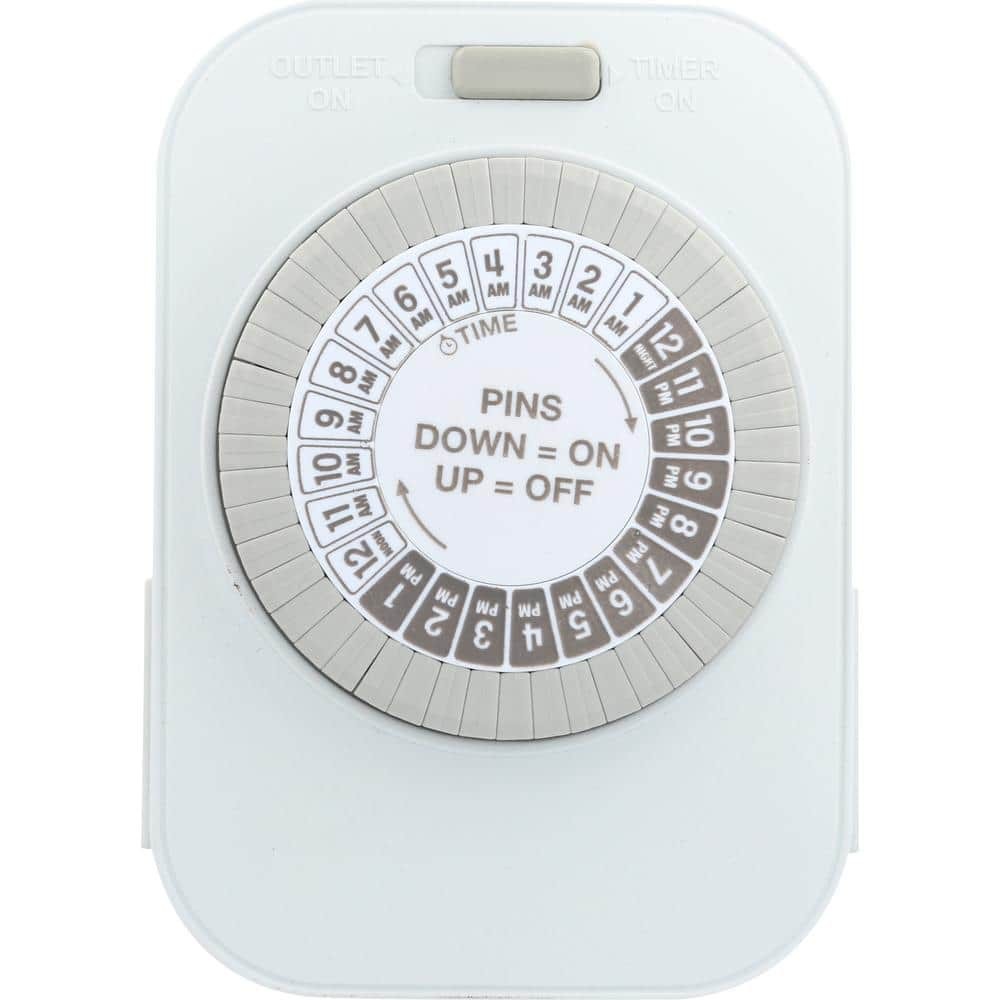 Westek Heavy Duty Grounded Daily Mechanical Timer Dual Grounded Outlet White