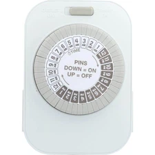 Westek Heavy Duty Grounded Daily Mechanical Timer Dual Grounded Outlet White