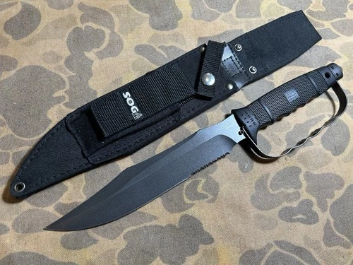 SOG Tiger Shark Elite RARE  D guard Bowie EXC condition With sheath - product listing photo