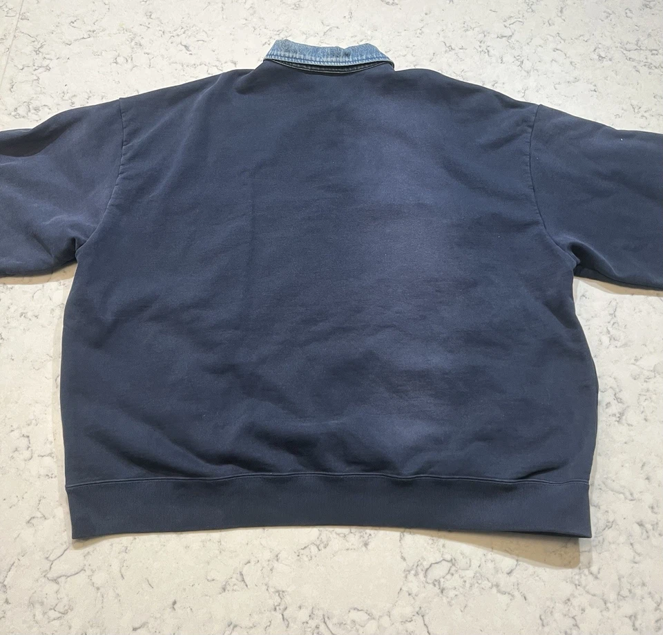 Sudadera Supreme Co NY Cuarto Cremallera Cuello Denim Grande Azul Marino Foto 2 de 4
