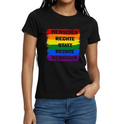 Menschenrechte Statt Rechte Menschen Regenbogen Frauen T-Shirt