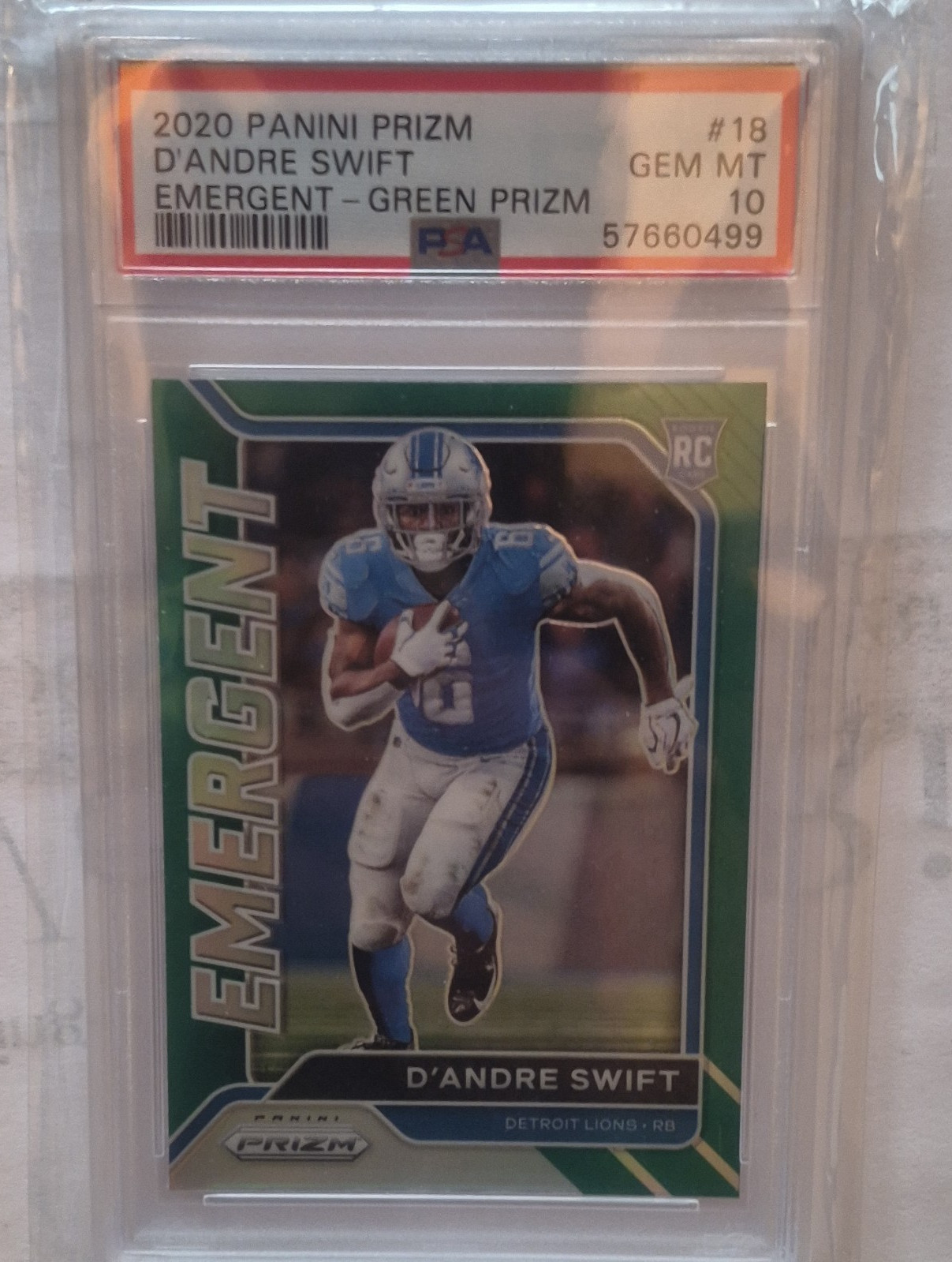 D'Andre Swift Panini Prizm Emergent #18 Green