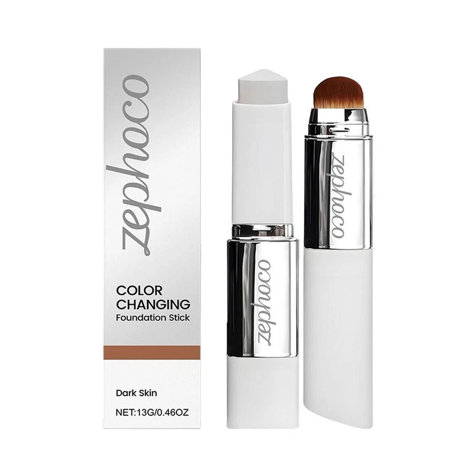 2-in-1 White Foundation Stick Colour Changing Concealer Stick with Brushes - Bild 3 von 4