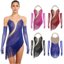 Womens Dancewear Competition Leotard Party Jumpsuit Tango Bodysuit Irregular