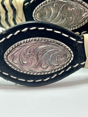 NOCONA 34” Concho Belt Silver 14K Gold Fill on Hand Tooled  display picture 1