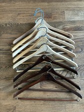 Vintaged Lot of 8 Wooden Coat Suit Hangers Dovetail Trouser Bar. NO advertisemen