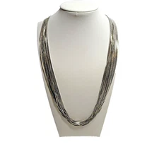 Susan Graver Multi-Chain Liquid Long Necklace 35" QVC Silvertone New in Box