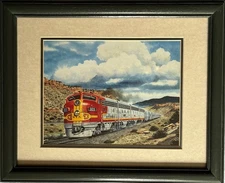 Santa Fe Railroad Super Chief Framed Calendar Print Engine 303 Train Locomotive