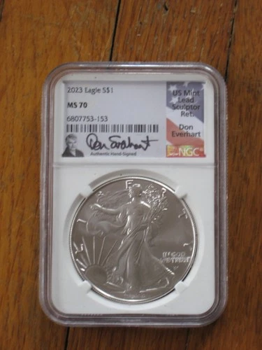 2023 Silver Eagle NGC MS 70 Don Everhart US Mint Lead Sculpter Hand Signed 153