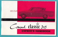 FORD Consul Classic 315 Car owners manual / Handbook, 1962