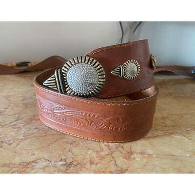 Damengürtel Vintage Echtleder mit Reliefverarbeitung