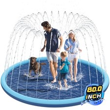 Non-Slip Splash Pad for Kids and Dog, 80" Extra Large Baby Play Mat, Dog Pool