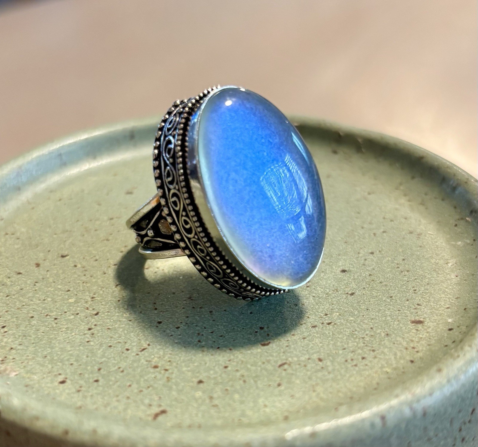 Large Moonstone Sterling Silver Ring - image 1