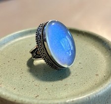 Large Moonstone Sterling Silver Ring