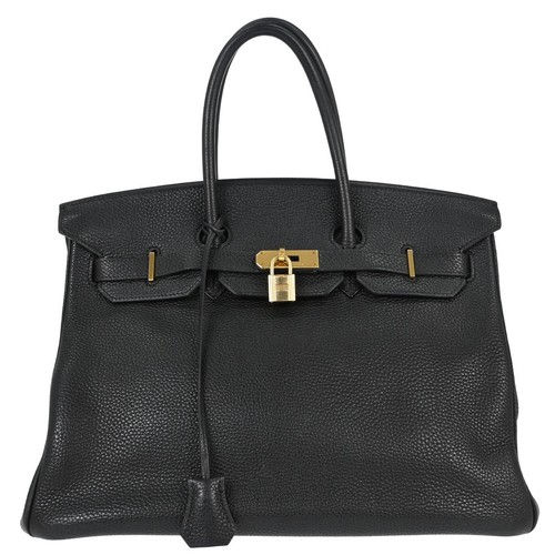 Hermes Birkin Black Togo With Gold Hardware Black Leather Handbag