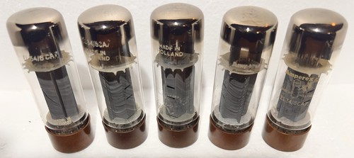 (5) SUPER STRONG Vintage Amperex Holland EL34 DD Getter Brown Base Tubes Tested
