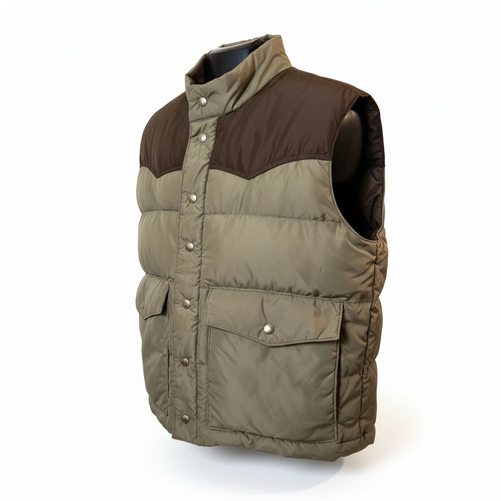 Vintage Gimbels Men’s Down Puffer Vest Two-Tone Olive Green Brown Size Medium
Opens in a new window