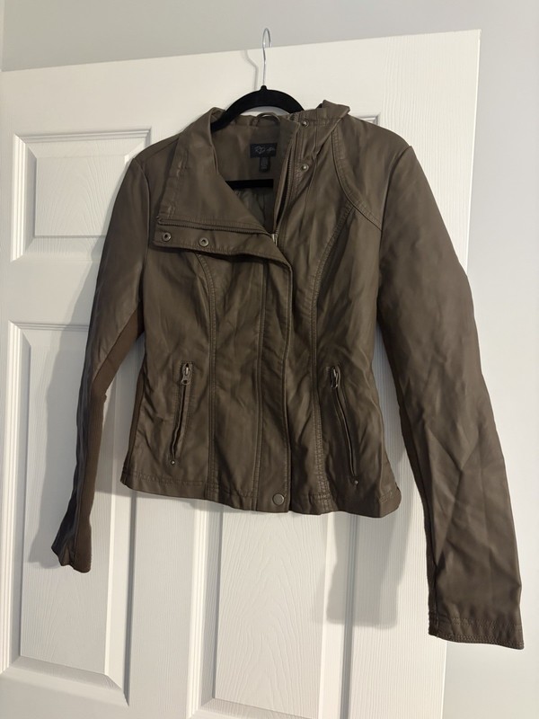 RD Style Women's Brown Short Lined Jacket Zipper Button Pockets Size S